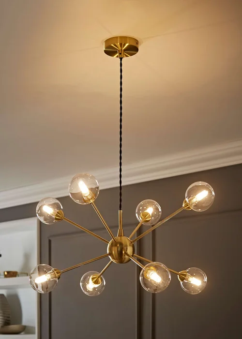 ValueLights Sputnik Gold 8 Way Pendant Ceiling Light with Bulbs - One Size Image 1