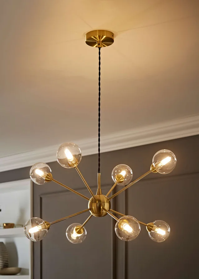 ValueLights Sputnik Gold 8 Way Pendant Ceiling Light with Bulbs
