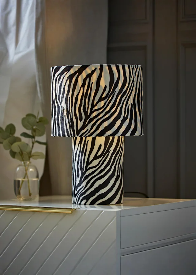 ValueLights Nessa Zebra Pattern Velvet Table Lamp