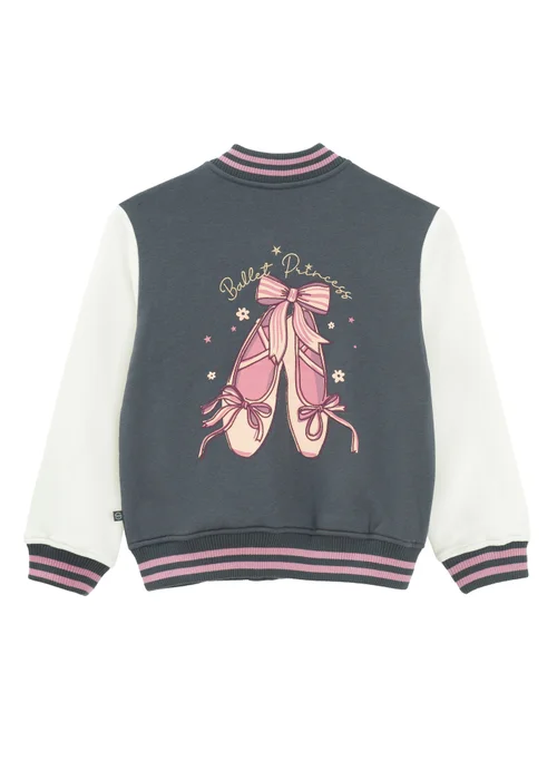 Cool Club Grey Zip-Up Glitter Printed Sweatshirt (3-7 yrs) - 4 Yrs Image 2