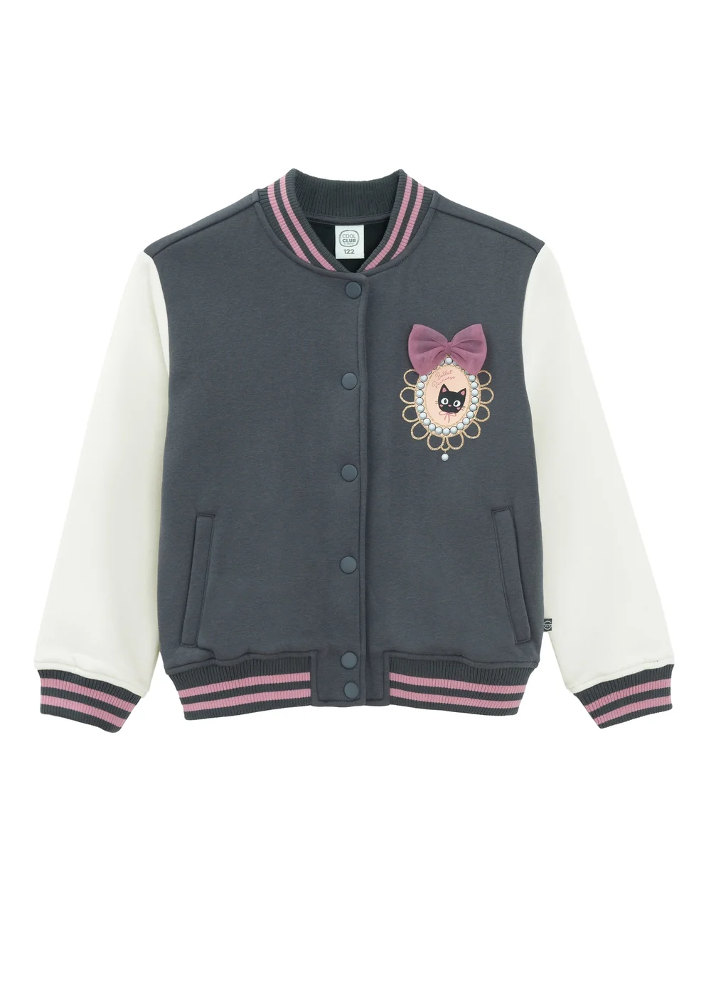 Cool Club Grey Zip-Up Glitter Printed Sweatshirt (3-7 yrs) - 4 Yrs Image 1