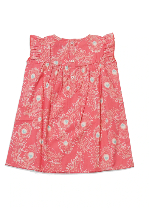 Lucy & Sam Pink Peacock Woven Dress (9 Months to 6 Years) - 1.5-2 Yrs Image 2