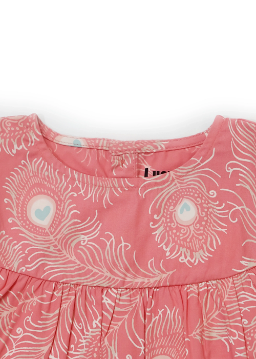 Lucy & Sam Pink Peacock Woven Dress (9 Months to 6 Years) - 1.5-2 Yrs Image 3
