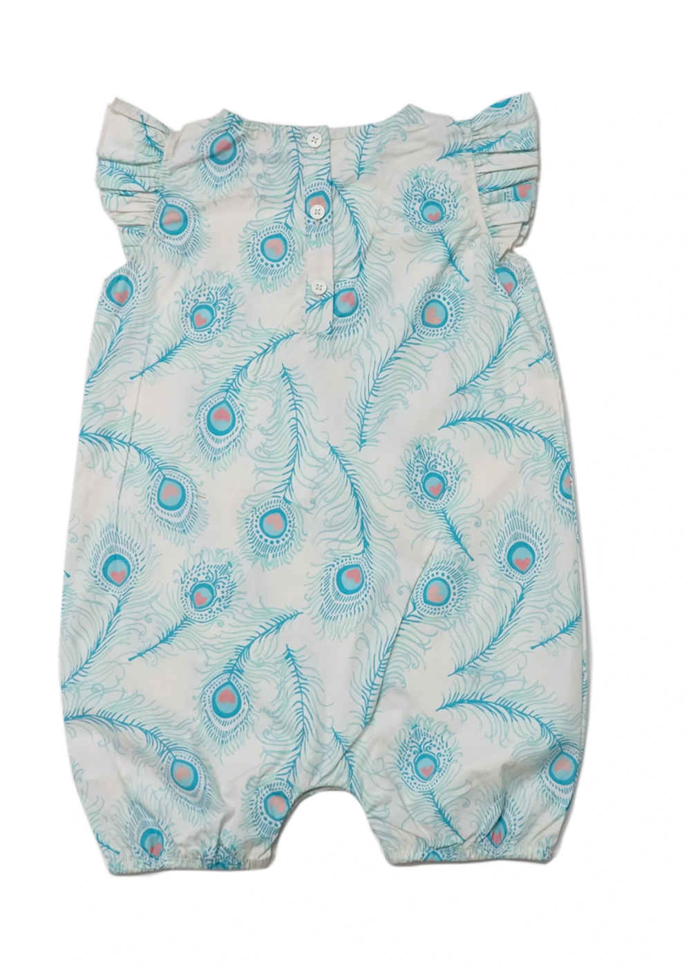 Lucy & Sam White Peacock Woven Frill Romper (9 Months to 6 Years) - Age 5-6 Years Image 3