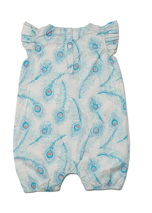 Lucy & Sam White Peacock Woven Frill Romper (9 Months to 6 Years) - Age 5-6 Years Image 3