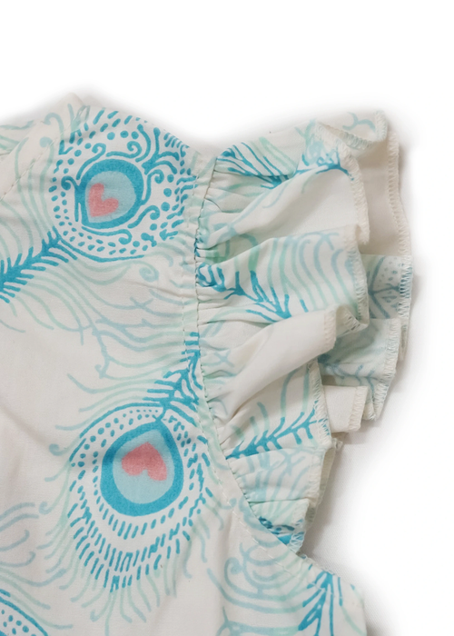 Lucy & Sam White Peacock Woven Frill Romper (9 Months to 6 Years) - Age 5-6 Years Image 4