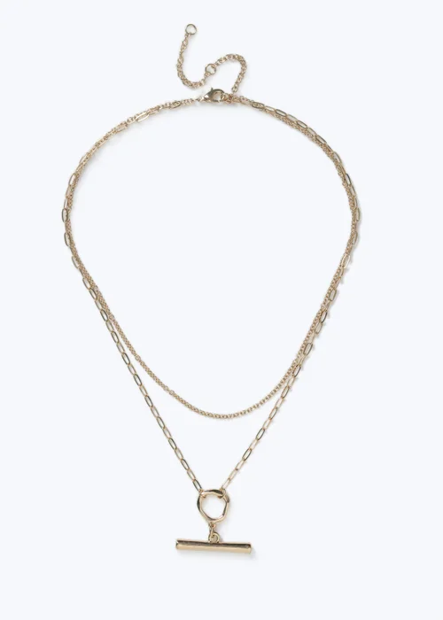Muse Gold T-Bar Multirow Necklace - One Size Image 1