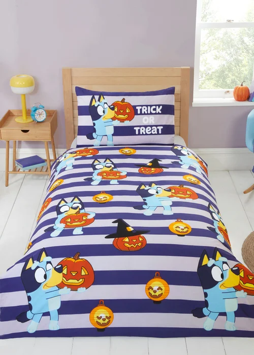 Bluey Halloween Blue Duvet Set - Single Image 1