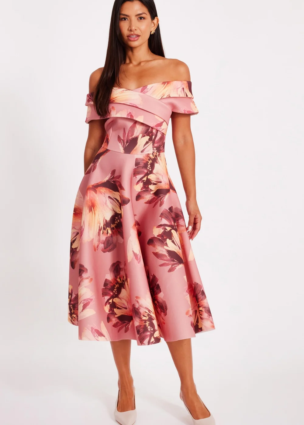 quiz belted midi dress Quiz Buckle Wrap Midi Dress - Light Pink