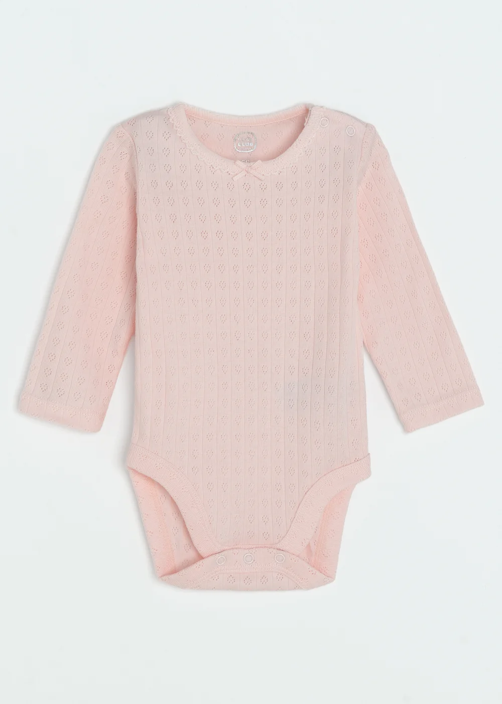 Cool Club Pink Ribbed Long Sleeve Bodysuits with Bow 3-Pack(1-36 mnths) - 9-12 months Image 2