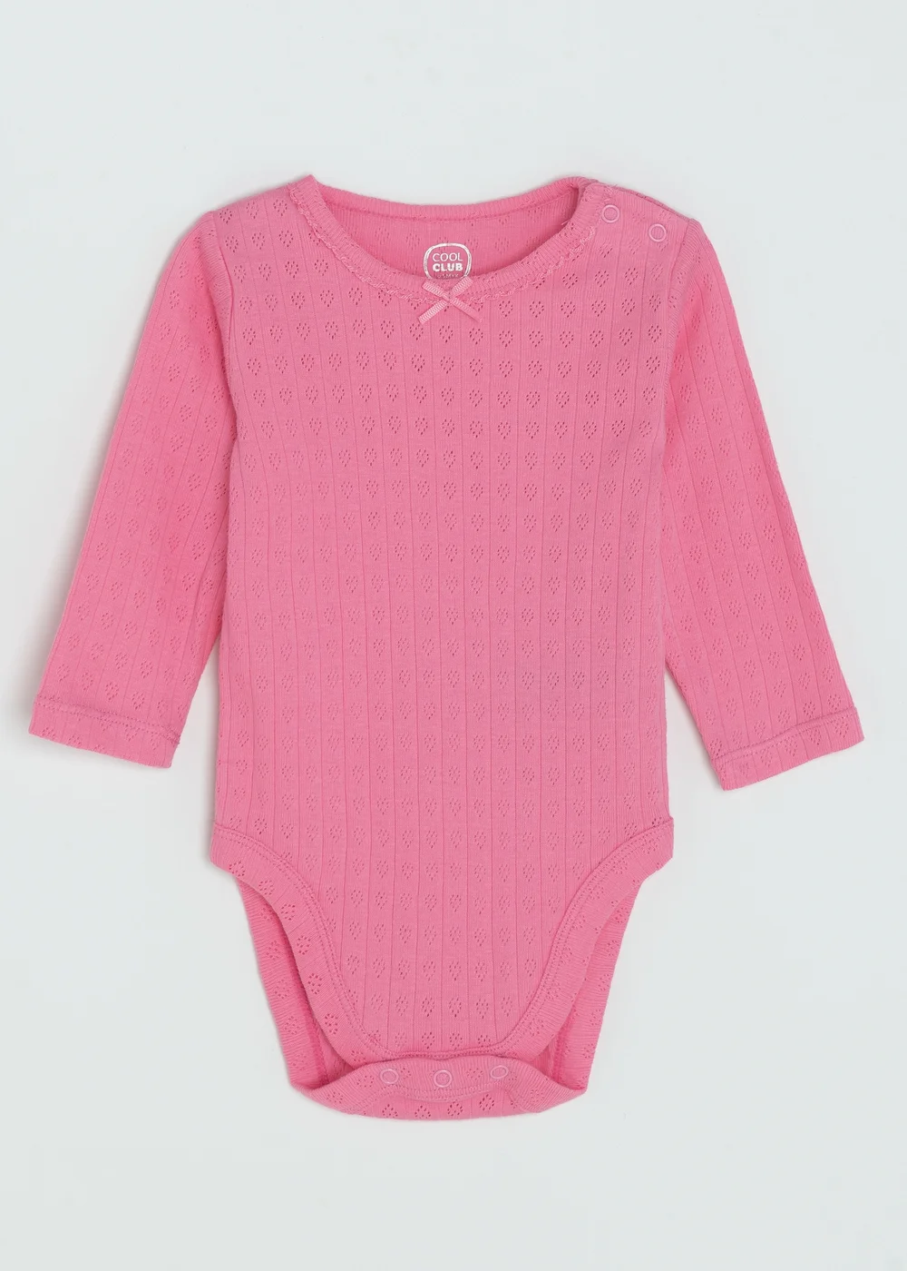 Cool Club Pink Ribbed Long Sleeve Bodysuits with Bow 3-Pack(1-36 mnths) - 9-12 months Image 3