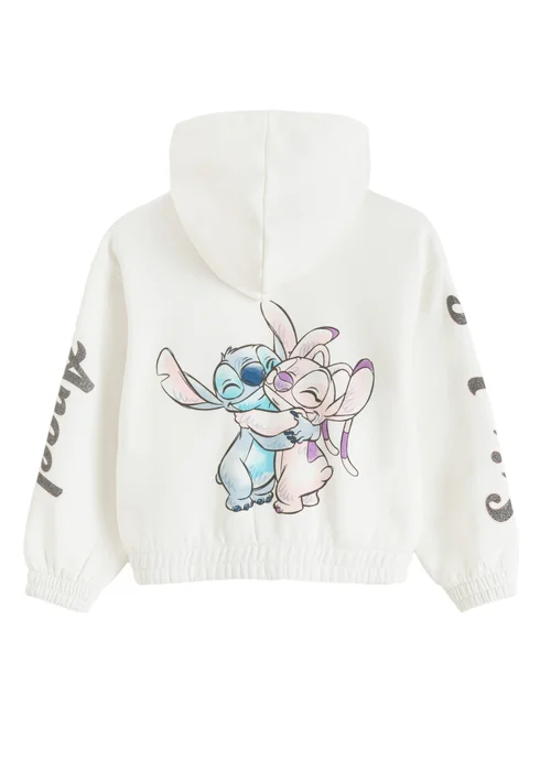 Cool Club White Lilo & Stitch Zip-Up Glitter Print Hoodie (3-7 yrs) - 3 Yrs Image 3