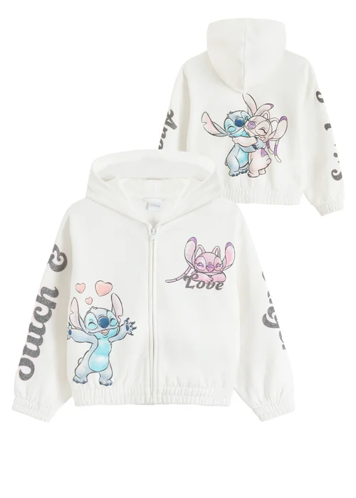 Cool Club White Lilo & Stitch Zip-Up Glitter Print Hoodie (3-7 yrs) - 3 Yrs Image 2