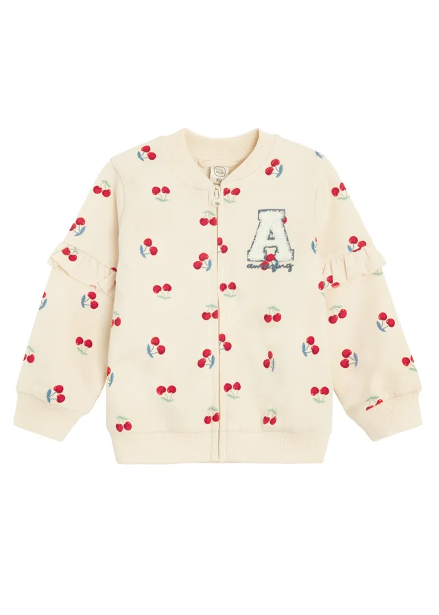 Cool Club Beige Printed Zip-Up Sweatshirt (2-24 mnths)