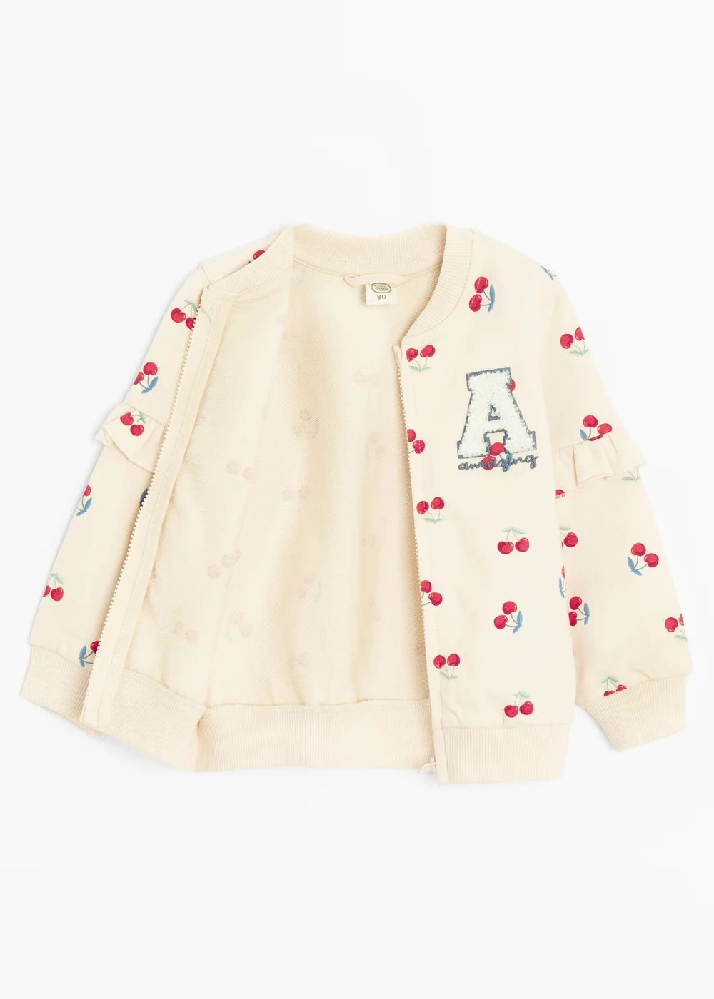 Cool Club Beige Printed Zip-Up Sweatshirt (2-24 mnths) - 2-3 Months Image 3