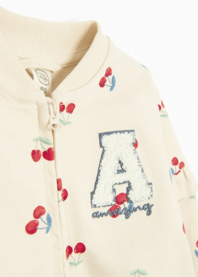 Cool Club Beige Printed Zip-Up Sweatshirt (2-24 mnths)