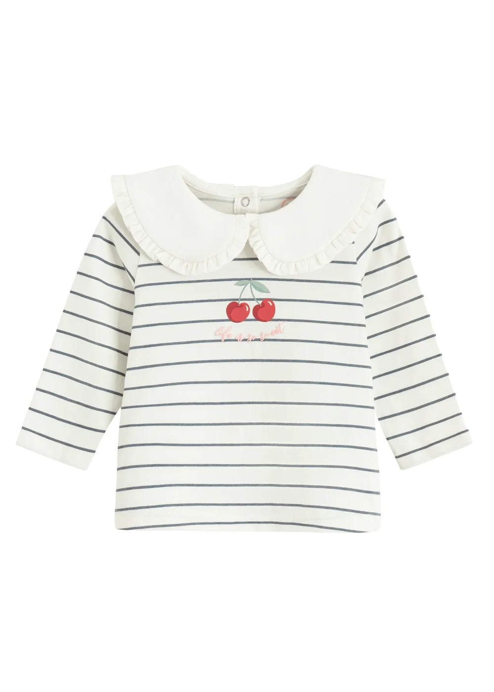 Cool Club White Long Sleeve Printed Over-Sized Collar Top (3-24 mnths) - 2 Yrs Image 1
