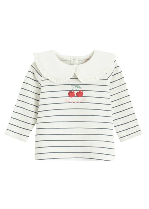 Cool Club White Long Sleeve Printed Over-Sized Collar Top (3-24 mnths) - 2 Yrs Image 1