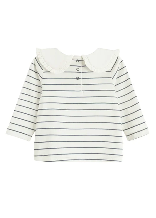 Cool Club White Long Sleeve Printed Over-Sized Collar Top (3-24 mnths) - 2 Yrs Image 3