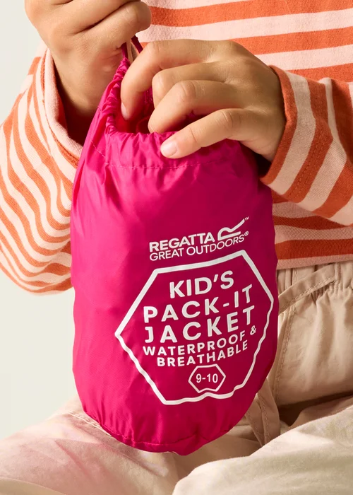 Regatta Candy Pink Kids' Pack It III Waterproof Jacket (3-16yrs) - 14 Yrs Image 6
