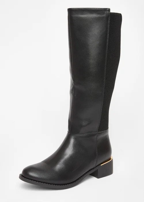 Quiz Black Wide Fit Knee High Boots - 3 Image 1