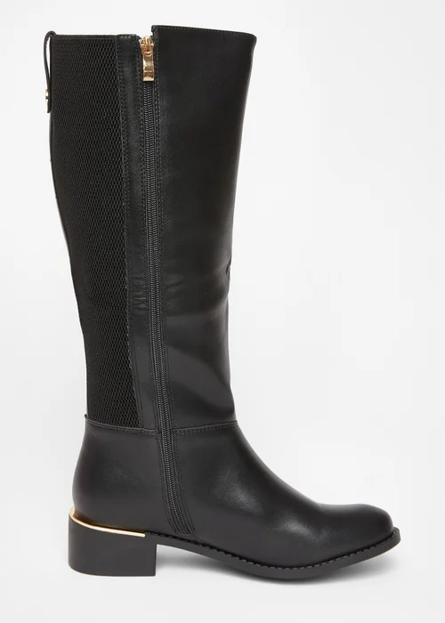 Quiz Black Wide Fit Knee High Boots - 3 Image 5