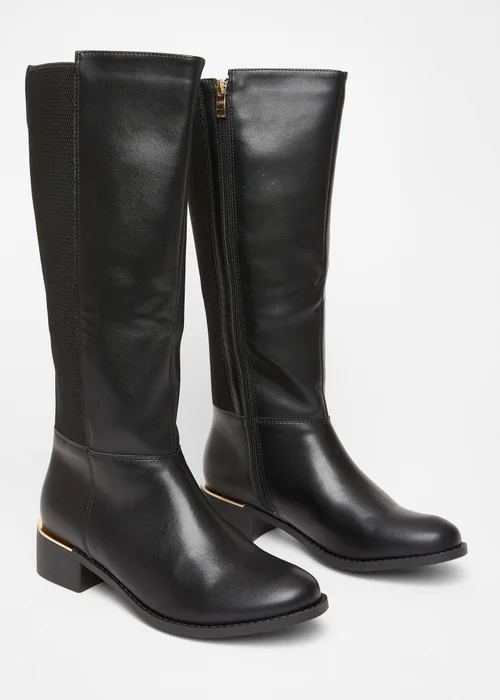 Quiz Black Wide Fit Knee High Boots - 3 Image 2