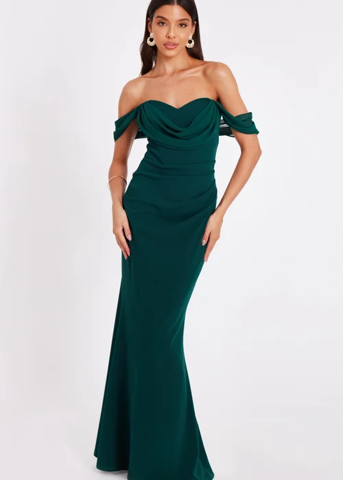 quiz green lace dress Green Embroidered High Low Dress