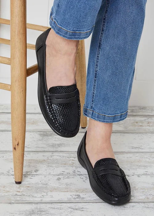 Cotton Traders Black Core Comfort Flexisole Loafers - 6 Image 2
