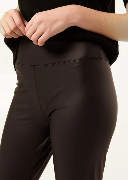 Blue Vanilla Black High Waist PU Elasticated Leggings - XL Image 3