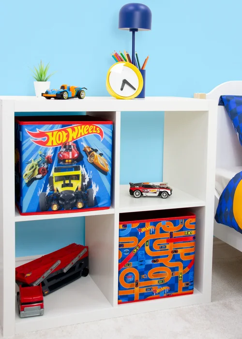 Hot Wheels Circuit 2 Pack Storage Box Blue 30cmx30cm - One Size Image 1