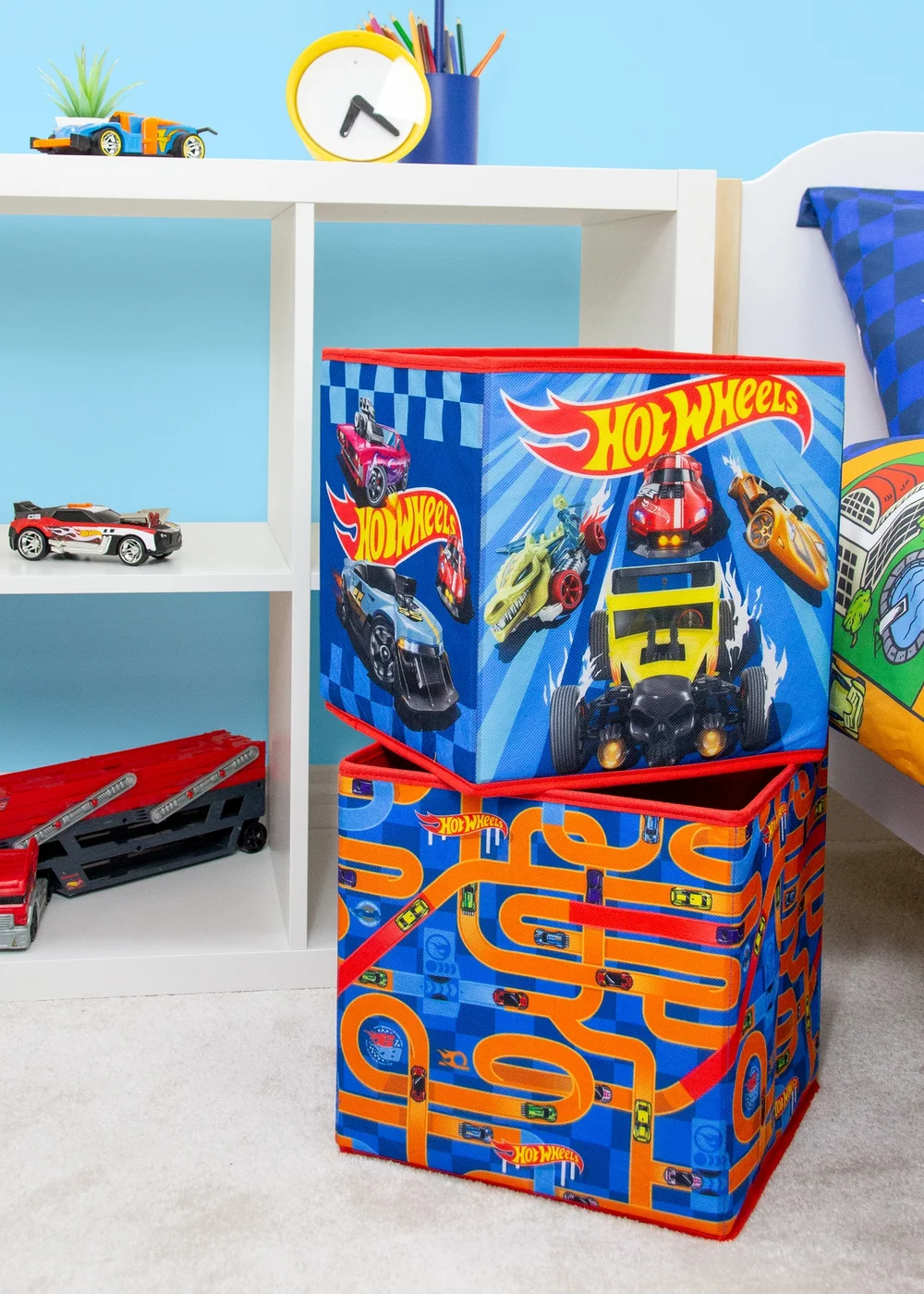 Hot Wheels Circuit 2 Pack Storage Box Blue 30cmx30cm - One Size Image 2