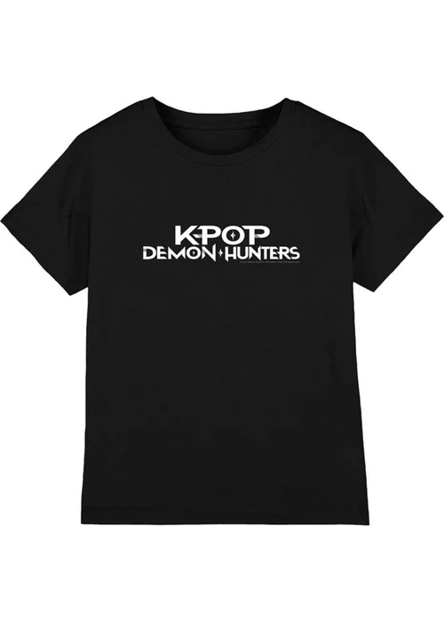 K-Pop Demon Hunters Kids Black/White Logo T-Shirt (3-13yrs) - 5-6 Yrs Image 1