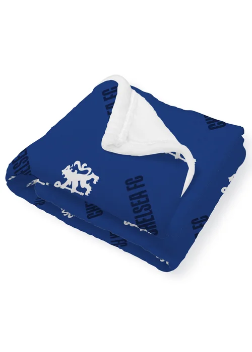 Chelsea FC Blue Geometric Fleece Blanket - 100 x 150 Image 4