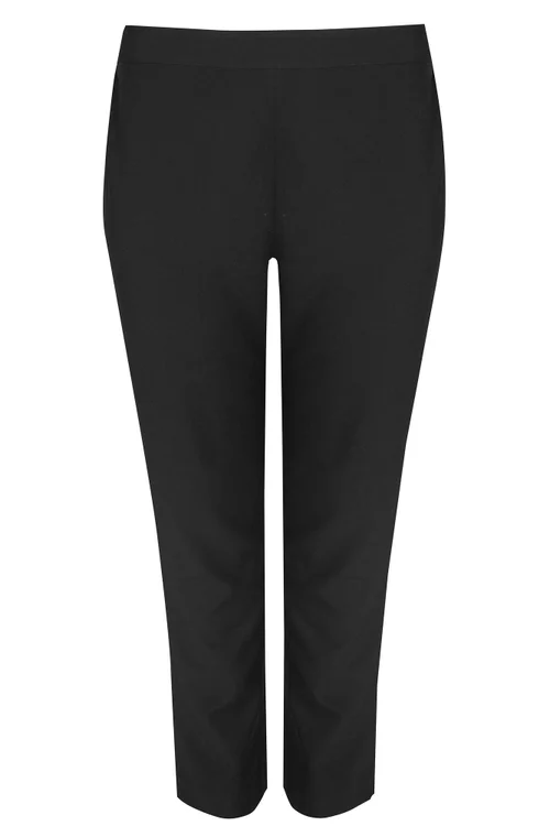 Yours Curve Black Elasticated Tapered Stretch Trousers - 26-28 Image 5