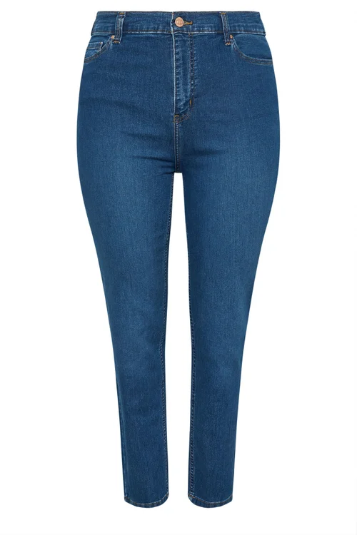 Yours Curve Mid Blue Straight Leg Ruby Jeans - 24/L32 Image 5