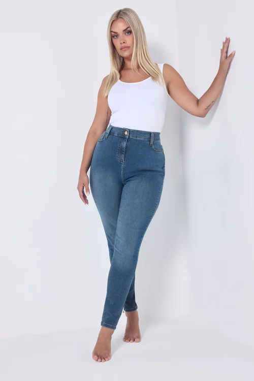 Yours Curve Mid Blue Skinny Stretch Ava Jeans - 22/L32 Image 2