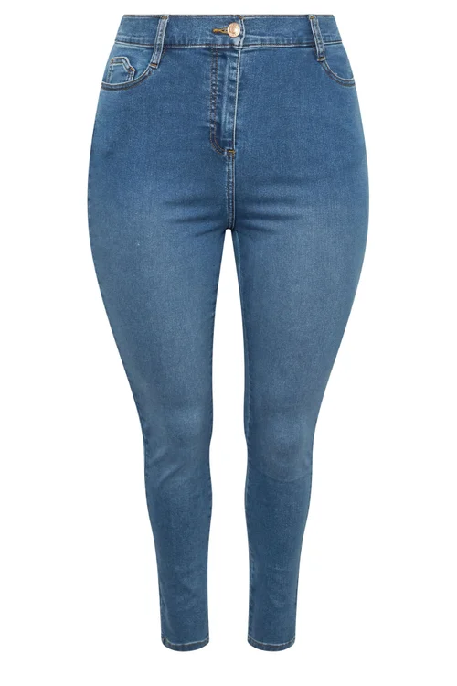 Yours Curve Mid Blue Skinny Stretch Ava Jeans - 22/L32 Image 5