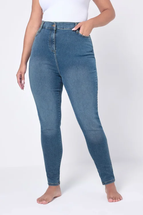 Yours Curve Mid Blue Skinny Stretch Ava Jeans - 22/L32 Image 1