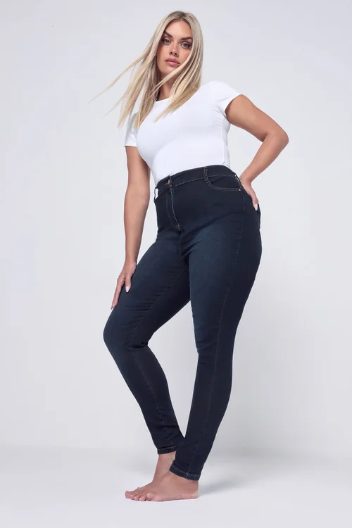 Yours Curve Dark Indigo Blue Skinny Stretch Ava Jeans - 14/L28 Image 1