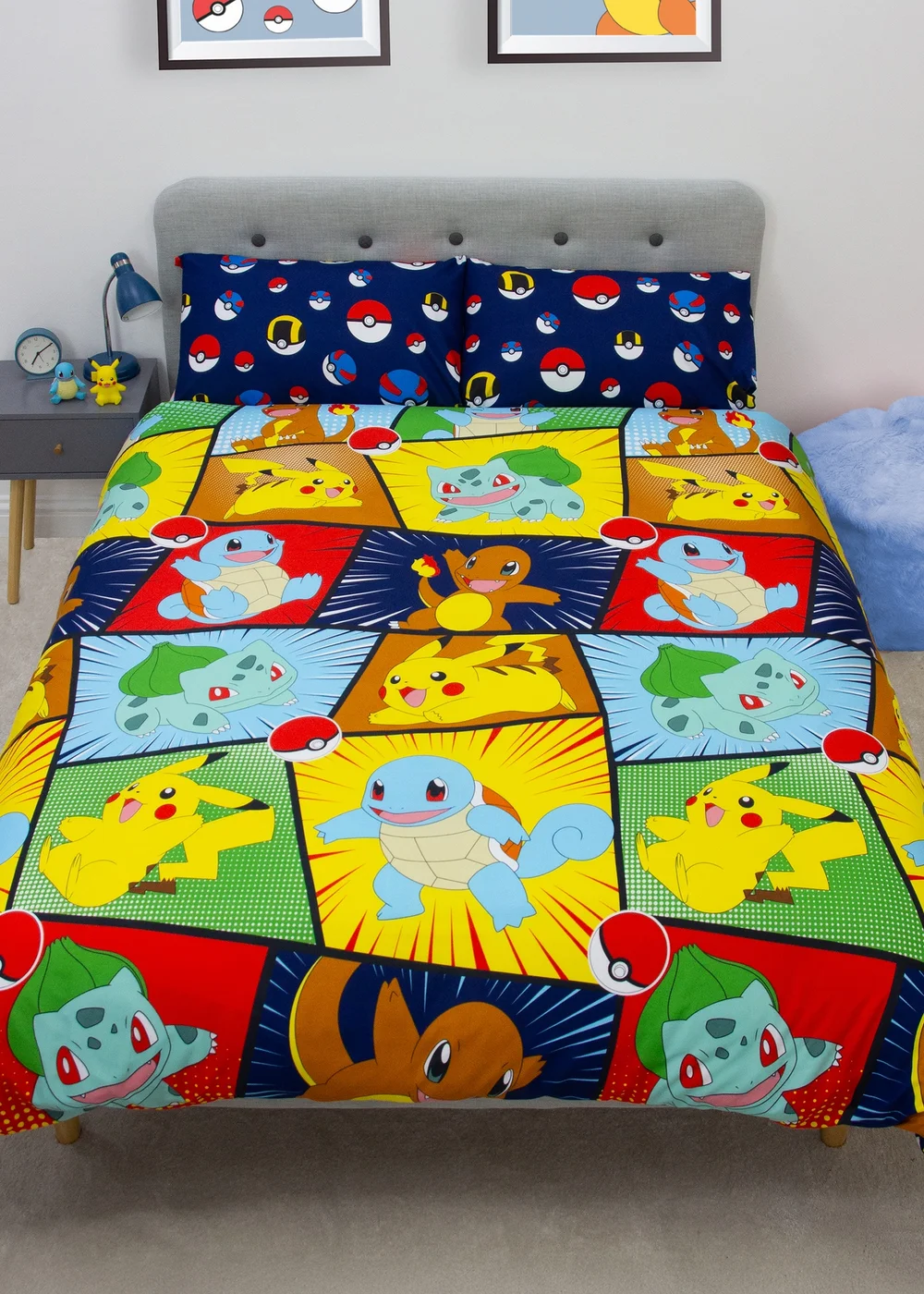 Pokemon Multicolour Retro Duvet Cover - Double Image 1