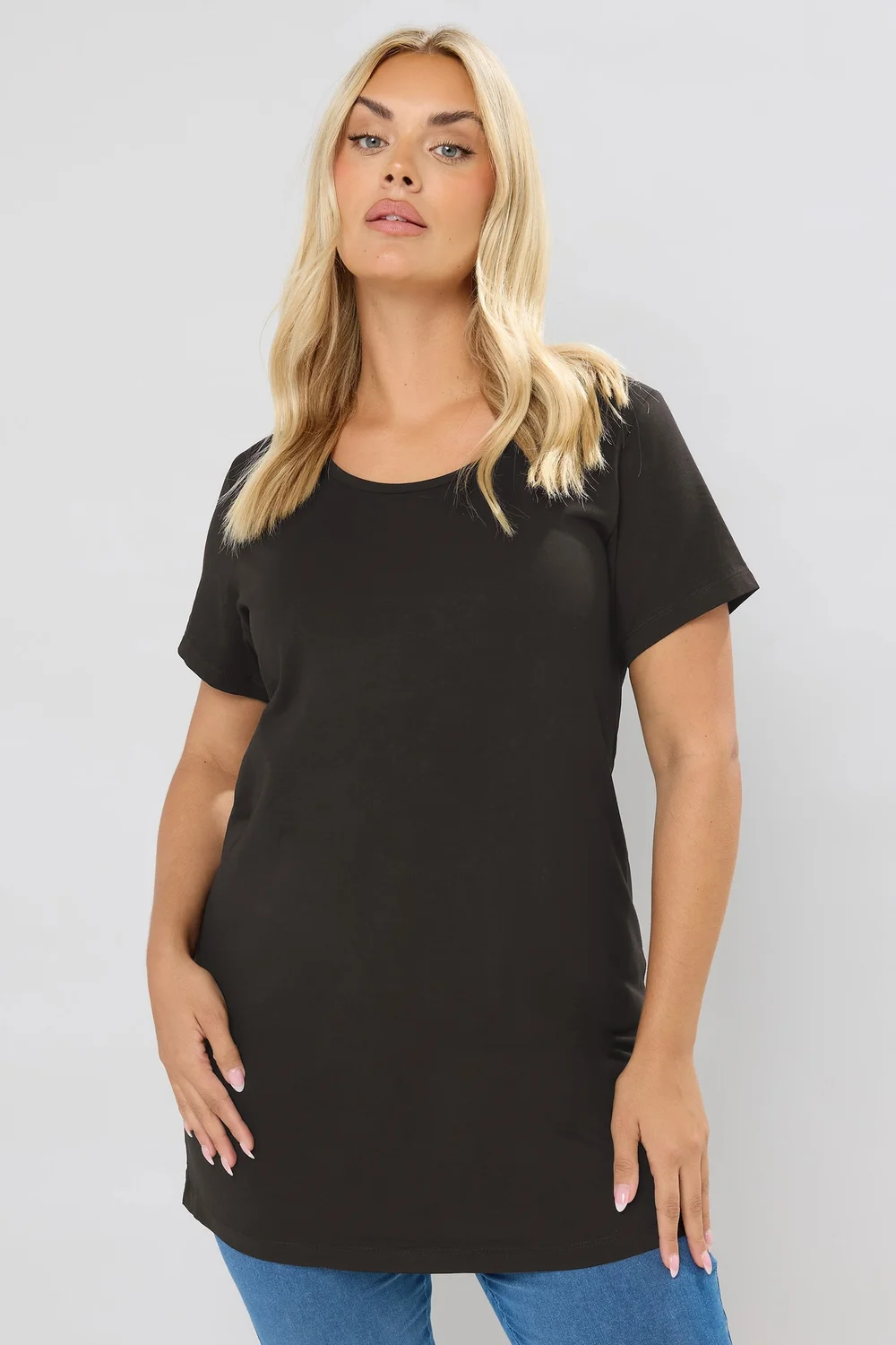 Yours Curve 2 Pack Black Longline T-Shirts - 18 Image 2