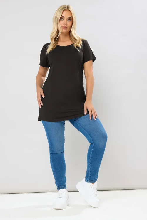 Yours Curve 2 Pack Black Longline T-Shirts - 18 Image 3