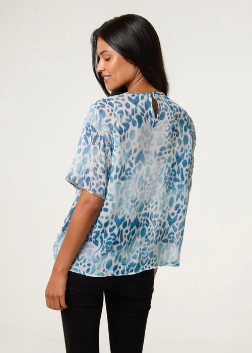 Blue Vanilla Green Embellished Chiffon Top - S Image 4