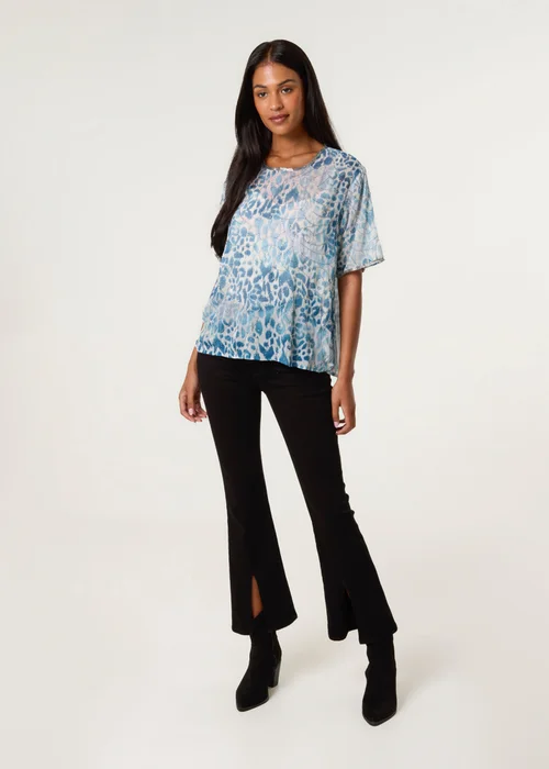 Blue Vanilla Green Embellished Chiffon Top - S Image 3