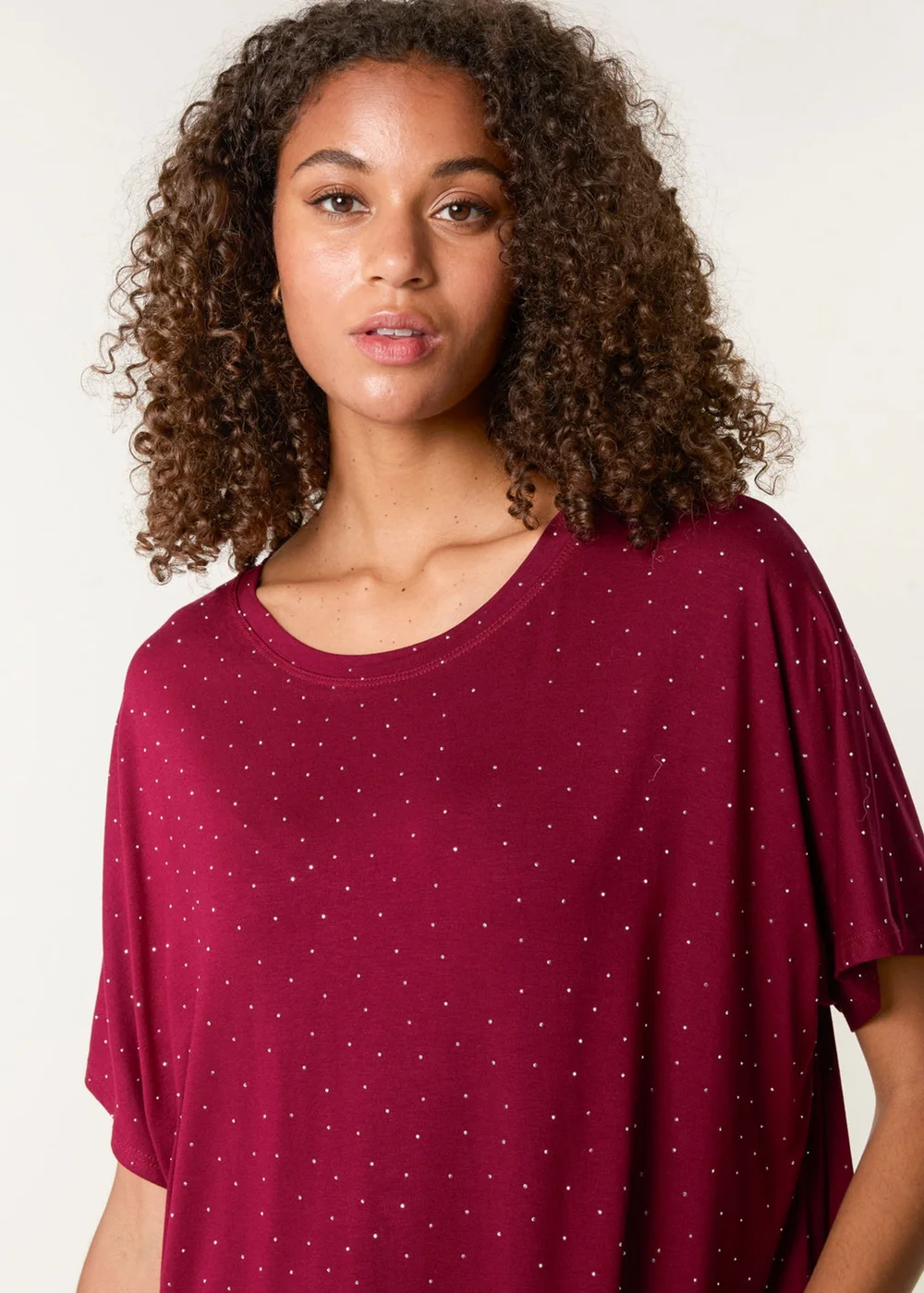 Blue Vanilla Red Stud Detail Round Neck T-shirt - S/M Image 3