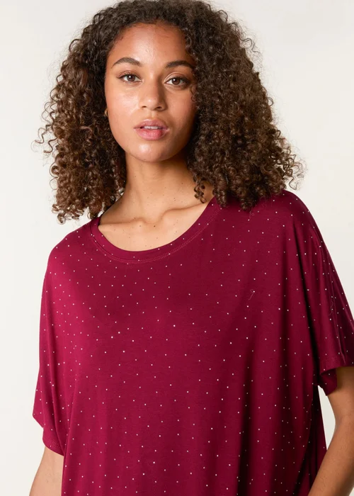 Blue Vanilla Red Stud Detail Round Neck T-shirt - S/M Image 3