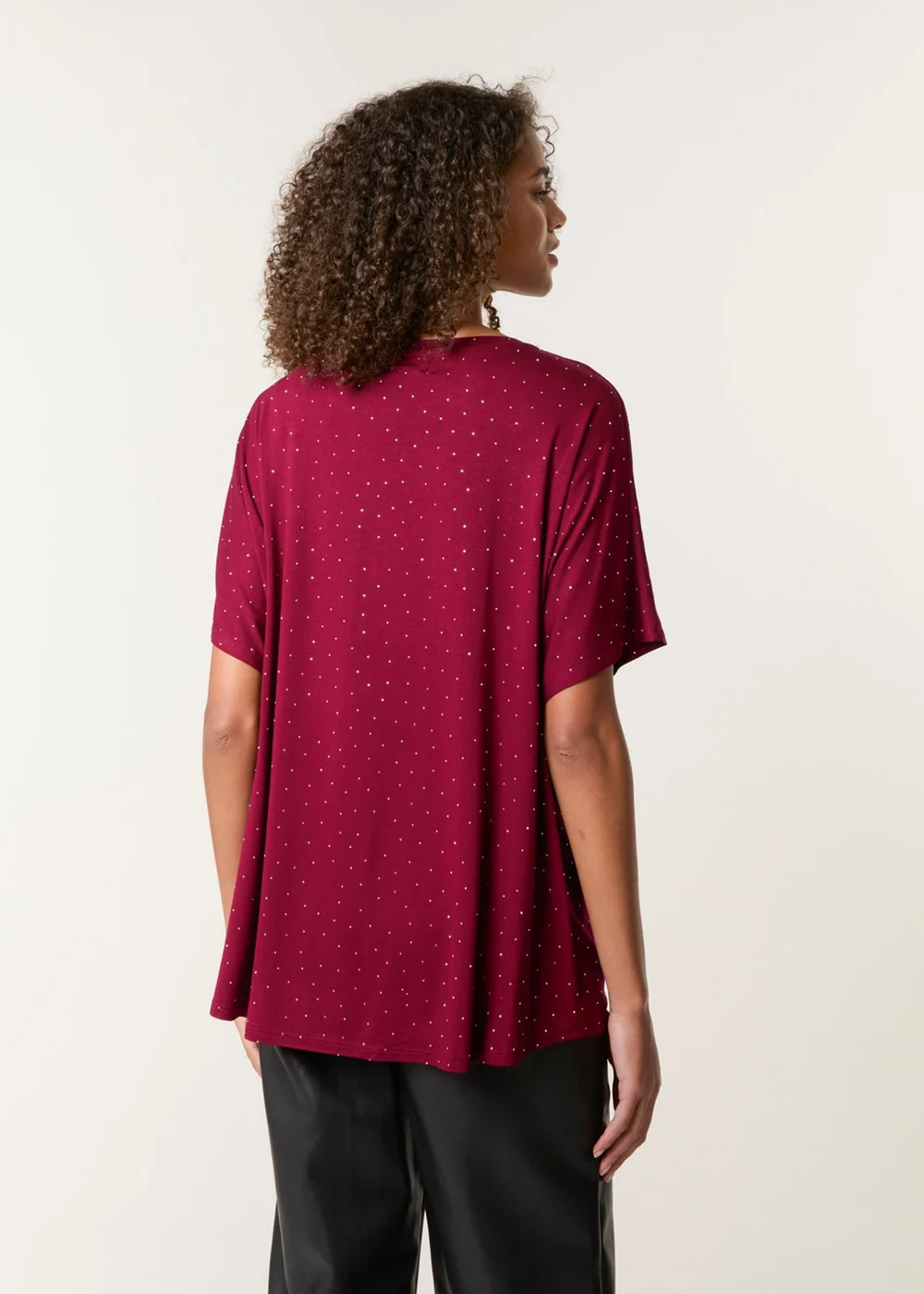 Blue Vanilla Red Stud Detail Round Neck T-shirt - S/M Image 4