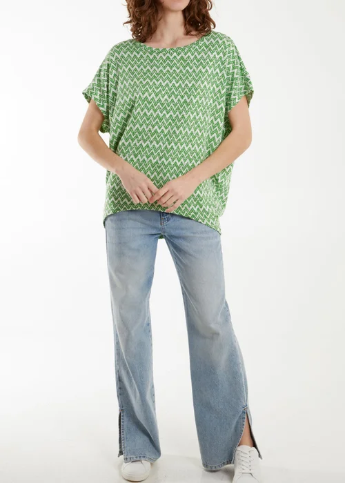 Blue Vanilla Green Zig Zag Batwing Top - S/M Image 2