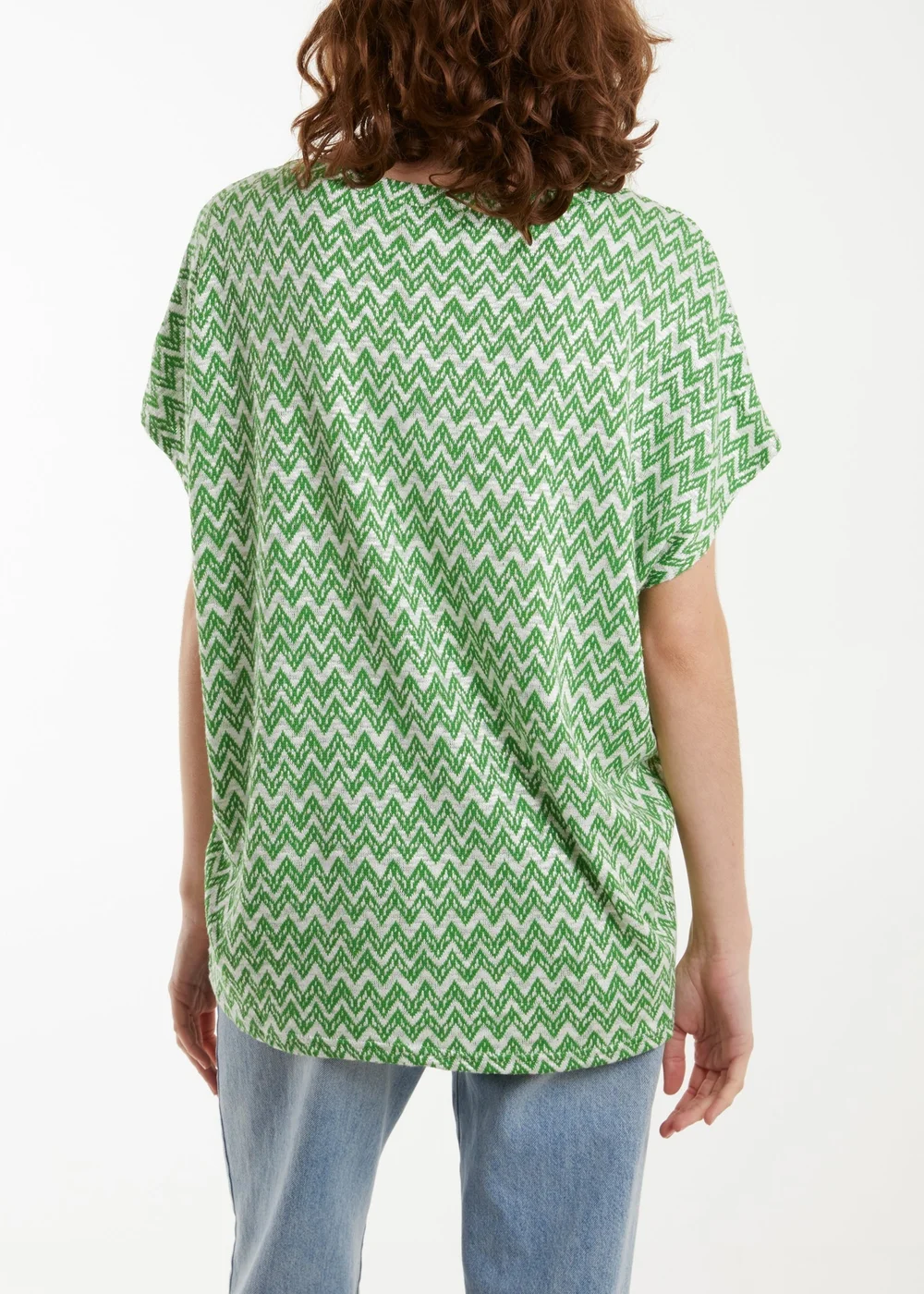 Blue Vanilla Green Zig Zag Batwing Top - S/M Image 4